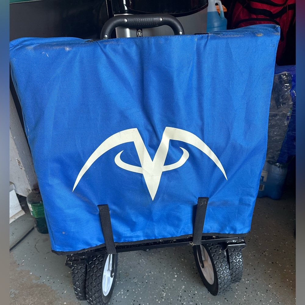 Blue MacSports Folding Wagon that opens up, used only a few times